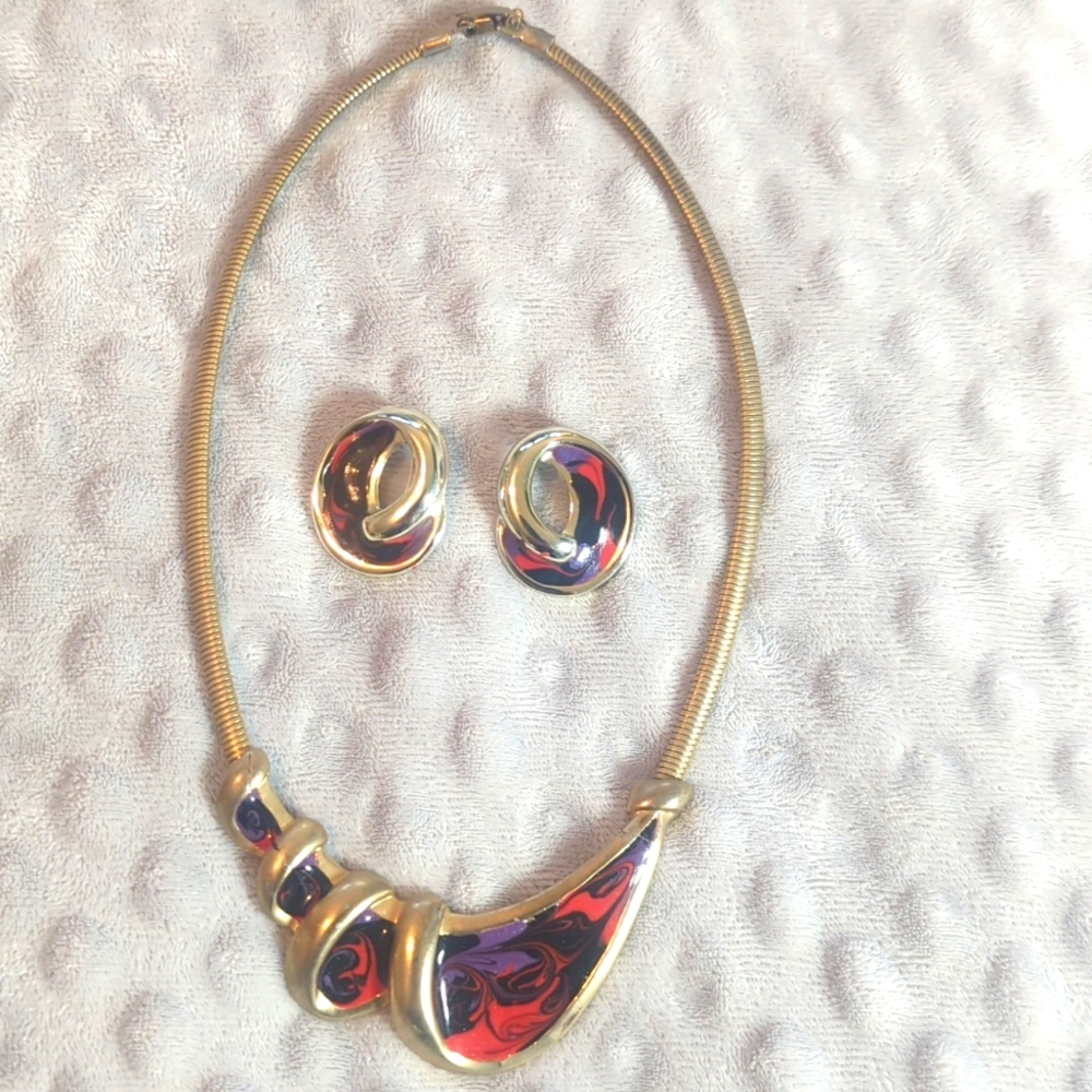 Elegant Gold and Red Jewelry Set